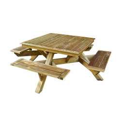 Table pique-nique carrée en bois premium - Longueur 2,16 m