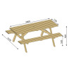 Table pique-nique bois PREMIUM - Longueur 2m