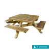 Table pique-nique carrée en bois PREMIUM - Longueur 2,16m